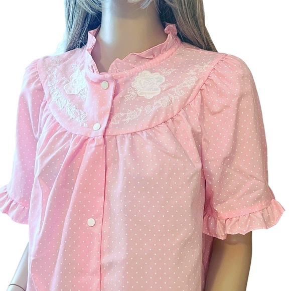Vintage LAZY LIFE House Dress Robe Housecoat Ruffles Snaps Polka-Dot NWOT - Picture 6 of 16